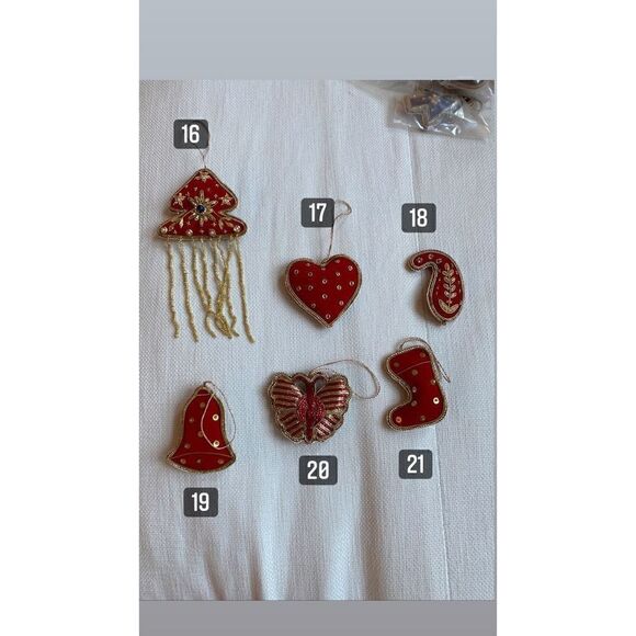 Select 10 Embroidered Beaded Christmas Tree Ornaments Decorations - Picture 3 of 12